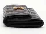 Chanel Quilted Caviar Metal Perforated Cc Flap Black Wallet Aa0826pzxsa