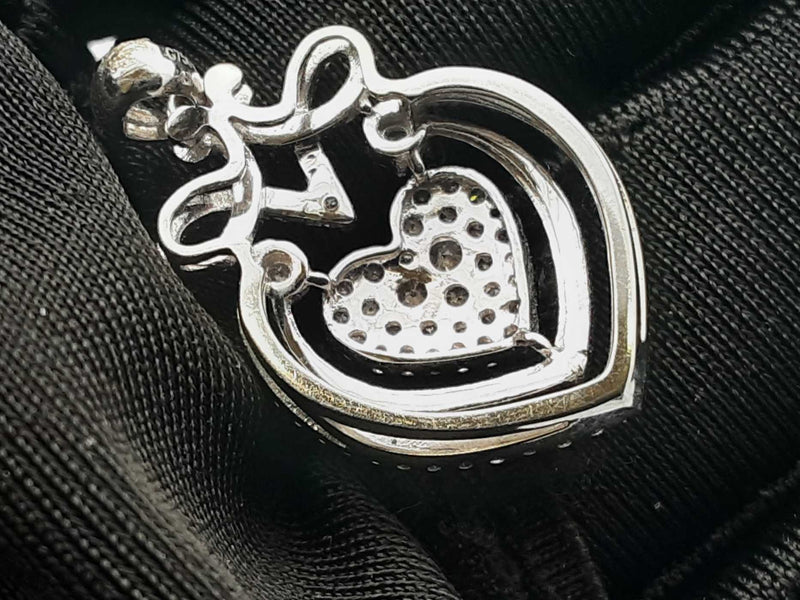 0.87 Cttw Diamond & 18k White Gold Heart Pendant 2 Grams Fw0825lwxdu