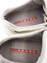 Prada White Leather & Mesh Sneakers Size 39 Eb1225lrxdu