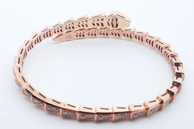 Bvlgari Rose Gold Pave Diamond Boheme Bangle 6.5 In 2.5cttw 27.1g Lh0724llxzxde