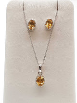 Citrine 0.925 Sterling Silver 4.5g Necklace Stud Earrings Ensemble Do0925lide