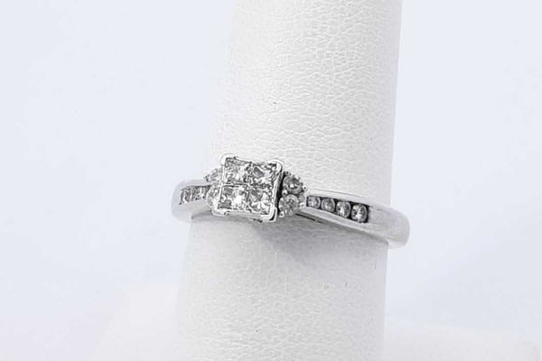 0.46ctw Diamond Ring In 10k White Gold 3.1 Grams Size 7 Eb1025lpxdu