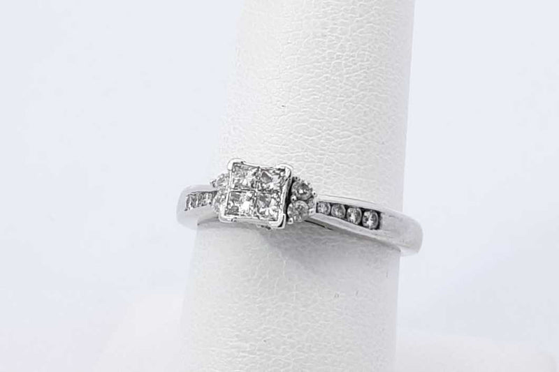 0.46ctw Diamond Ring In 10k White Gold 3.1 Grams Size 7 Eb1025lpxdu
