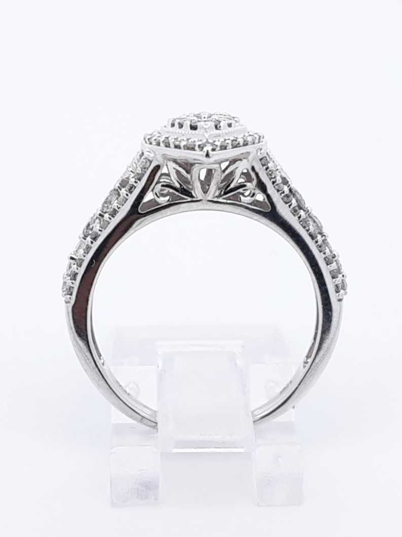 1.12 Cttw Diamond & 10k White Gold Cluster Ring 3.4 Grams Size 7 Fw0425ooxdu