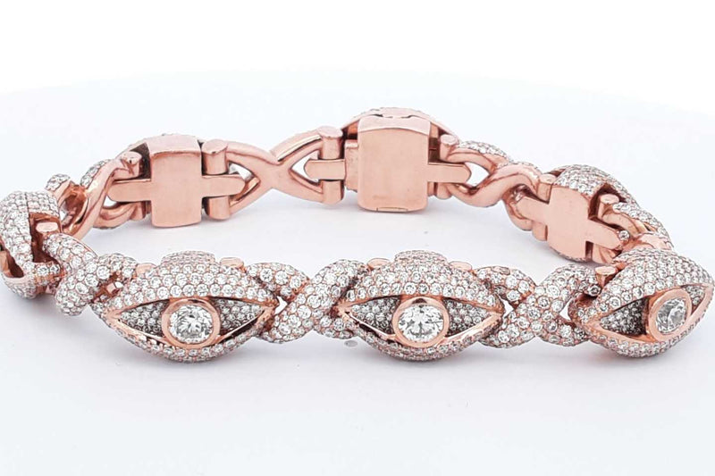 Approx. 24.68ctw Diamond Bracelet 14k Rose Gold 82.7 Grams 7 Inch Eb1024srxzsa