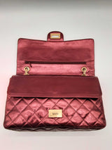 Chanel Quilted Red Metallic Leather Double Flap Shoulder Bag Do0724wrxzde