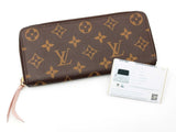Louis Vuitton Clemence Wallet In Monogram Coated Canvas & Rose Ballerine Leather Fw0726lrzdu