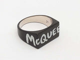 Alexander Mcqueen Graffiti Black Enamel Ring Size Us 10 Do0526ixde