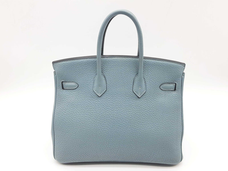 Hermes Birkin 25 Bleu Ciel Blue Togo Palladium Hardware Handbag Dolerxzde