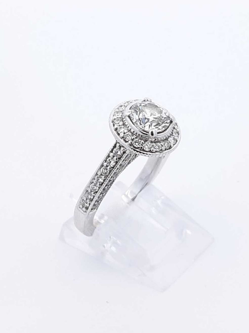1.0 Ctw Diamond & 14k White Gold Engagement Ring 6.5 Grams Size 5.5 Fw0525lwxzdu