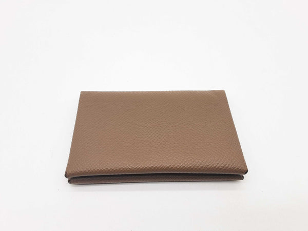 Hermes Calvi Duo Etoupe Brown Epsom Compact Card Holder Wallet Do0524wxzde