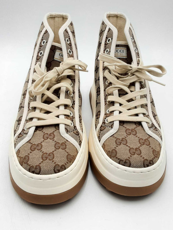 Gucci Gg Monogram Canvas Platform High Top Sneakers Size 10.5 Eb0924lorsa