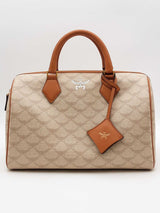 Mcm Monogram Canvas Ella Lauretos Boston Bag Eb0626oxzsa