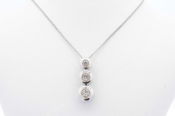 Approx. 0.22ctw Diamond Pendant & Chain 14k White Gold 2.6g 21 Inch Eb1024lxzsa