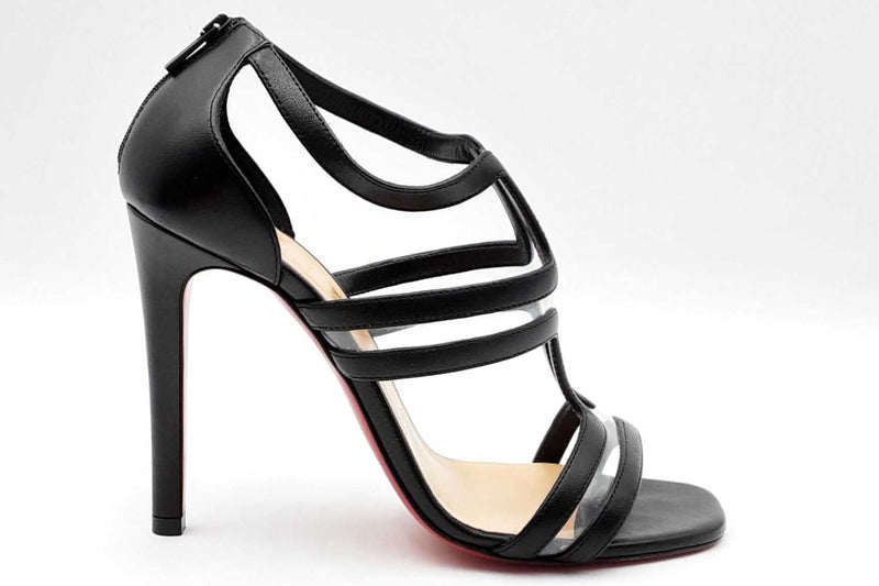 Christian Louboutin Tarlatarte Black Leather Heels Size 37 Eb1224lxzdu