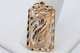 14k Yellow Gold Rectangle Dragon Pendant 2.4 Grams Eb0326lrxsa