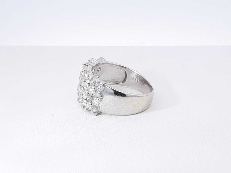 2.0 Cttw Diamond & 14k White Gold Four-row Ring 5.1 Grams Size 8 Fw0925pcsdu