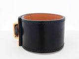Hermès Kelly Dog Gold-tone & Black Leather Cuff Bracelet 6 Inch Fw0626lrxdu