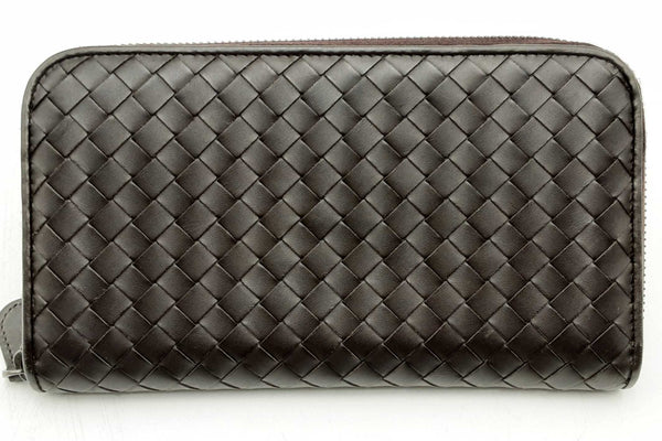 Bottega Veneta Intrecciato Woven Leather Zip Around Wallet Eb0724lcrsa