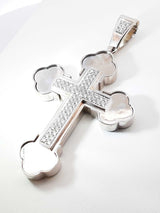 3.20 Cttw Diamond & 14k White Gold Orthodox Cross Pendant 88.5 Gram Fw0726ixzxdu