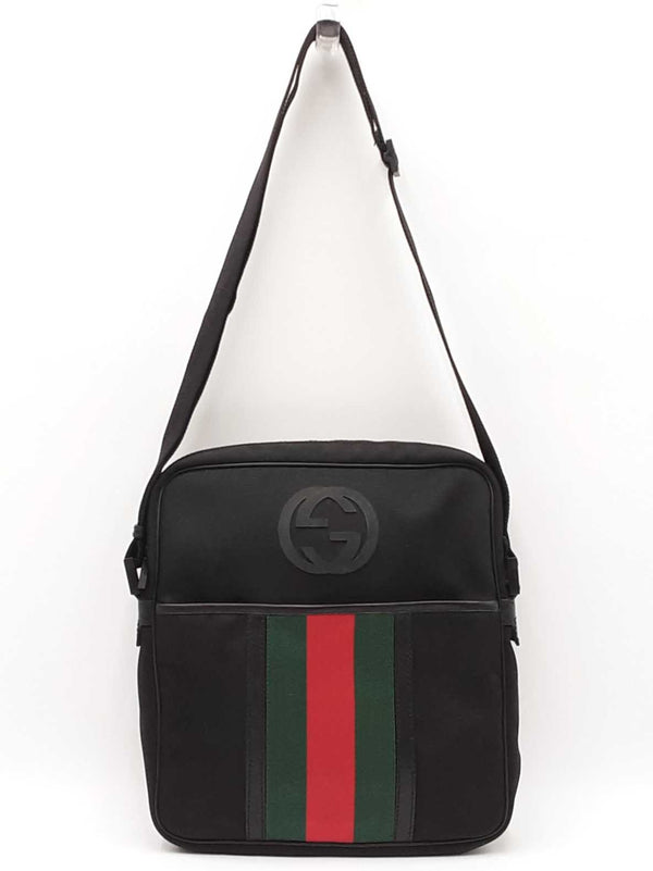 Gucci Web Stripe Black Techno Canvas Messenger Bag Fw0525ozxdu