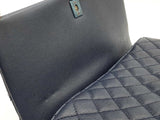 Chanel Coco Top Handle Flap Bag In Navy Blue Quilted Caviar Leather Fw0925ooxzdu