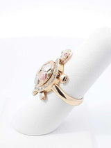 Mama And Baby Turtle Locket Ring In 14k Tri-color Gold 8.8 Grams Size 6.5 Fw0726rzxdu