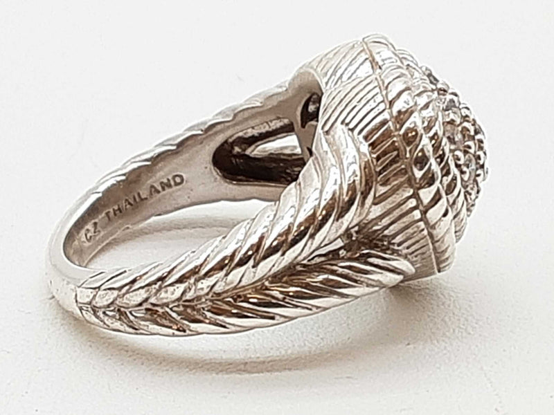 Judith Ripka Heart Cz 0.925 Sterling Silver 10.2g Ring Size 6 Do1125rxde