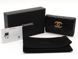 Chanel Quilted Caviar Metal Perforated Cc Flap Black Wallet Aa0826pzxsa