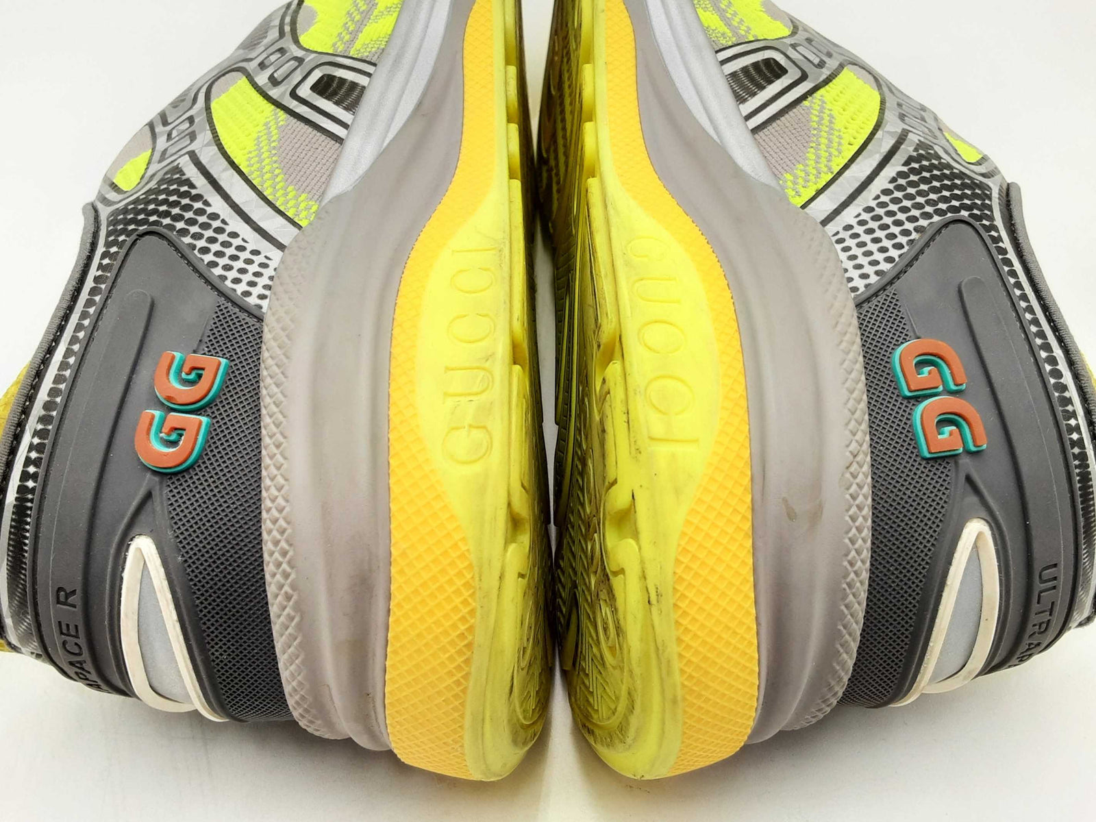 Gucci Ultrapace R Silver & Neon Yellow Sneakers Size 10.5