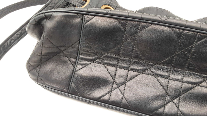 Christian Dior Cannage-quilted Black Leather Drawstring Bucket Bag Fw08ozxdu