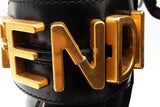 Fendi Fendigraphy Black Leather Biker Boots Size 36.5 Eb0226lxzde