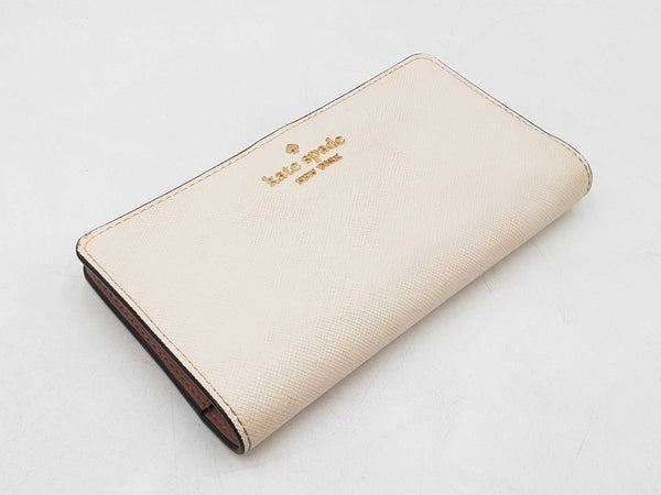 Kate Spade Madison Large Slim Wallet In Meringue Saffiano Leather Fw0625lxdu