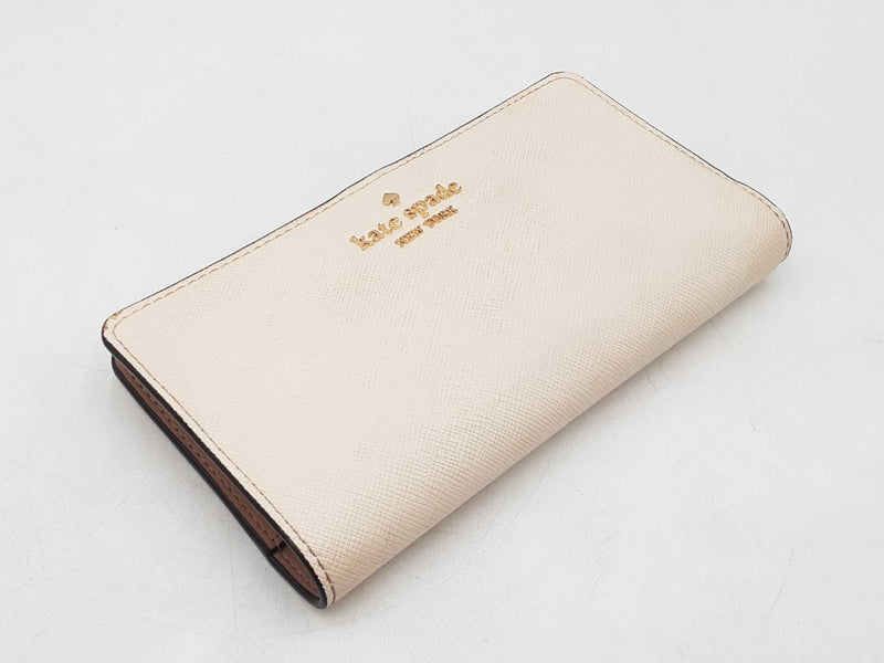 Kate Spade Madison Large Slim Wallet In Meringue Saffiano Leather Fw0625lxdu