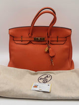 Hermes Birkin 35 Orange Leather Gold Hardware Eb0126rrxzdu