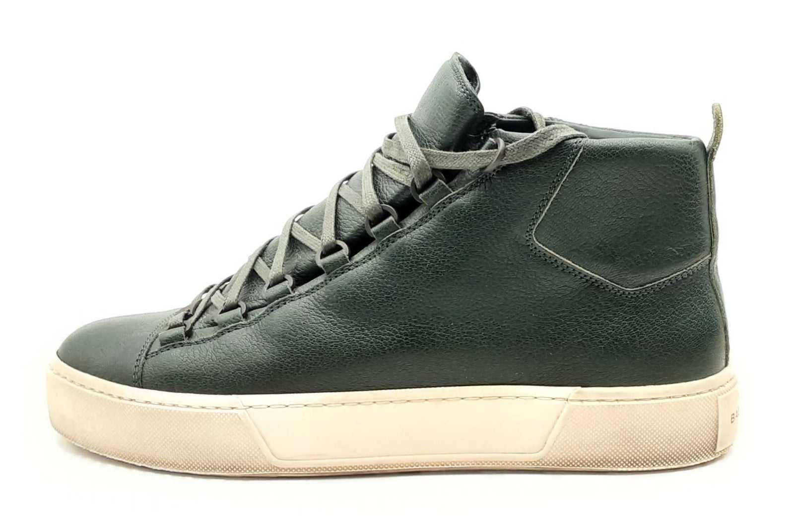 Balenciaga Arena High Top Cark Green Leather Sneakers Size 43
