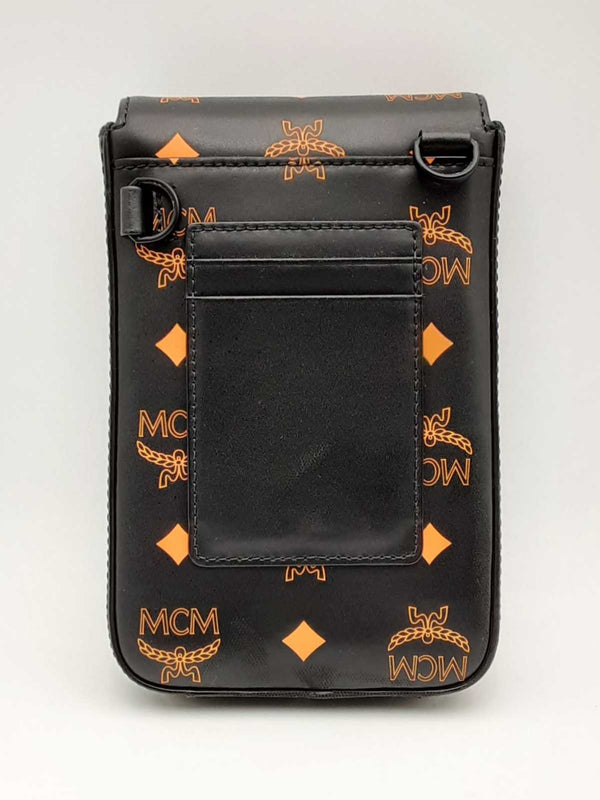 Mcm Logo Color Splash Black Leather Crossbody Eb0924lrxsa