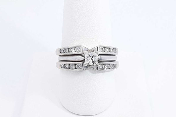 Approx. 0.52ctw Diamond Wedding Set 14k White Gold 6.2 Grams Size 9 Eb0924orxdu