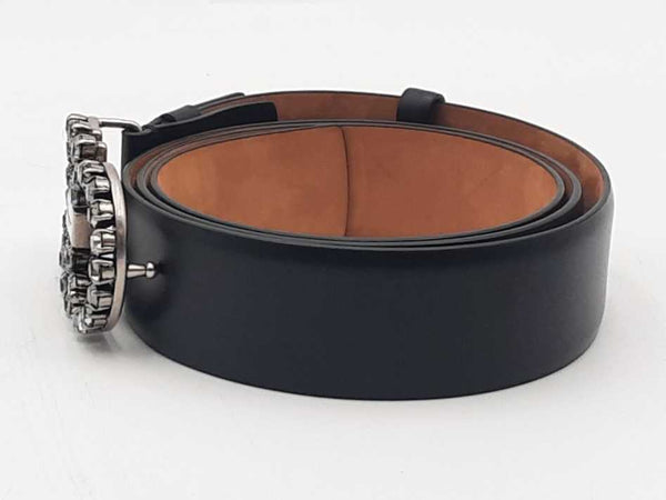 Salvatore Ferragamo Rhinestone Belt Black Size 34 Aa0825lorsa