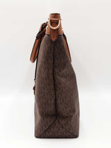 Michael Kors Travel Large North South Tote Bag In Brown Signature Coated Canvas Fw0726pxdu