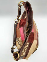 Coach Patchwork Brown Red Suede Leather Canvas Tote Bag Do1024orde