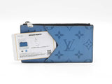 Louis Vuitton Taigarama Coin & Card Holder In Denim Blue Monogram Coated Canvas & Taiga Leather Fw0826oxzdu