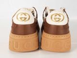 Gucci Women's Gg Leather & Canvas Sneakers Size 10 Eu 40 Sd1225orzde