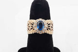 Blue Gemstone & Diamond Ring In 14k Yellow Gold 5.8 Grams Size 6.75 Eb0826wexsa