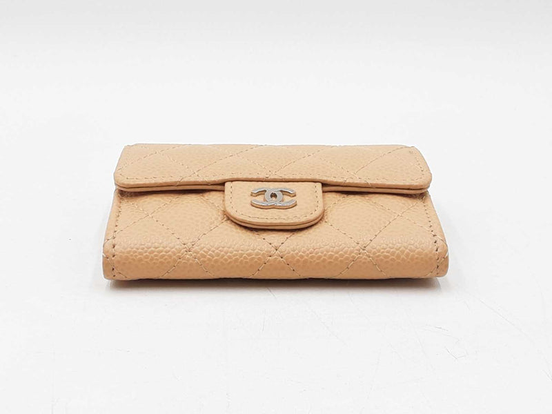 Chanel Classic Flap Card Holder In Beige Quilted Caviar Leather Fw0925wzxdu
