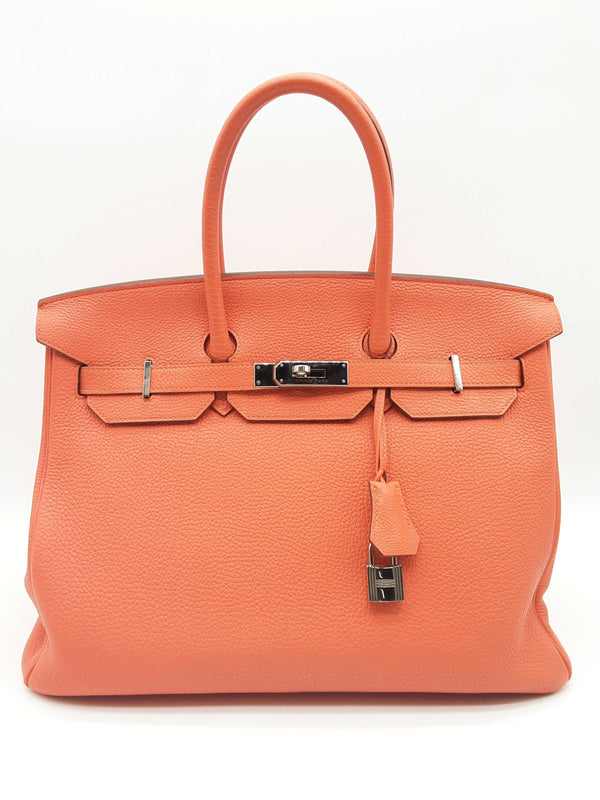 Hermes Birkin 35 Poppy Orange Togo Palladium Hardware Handbag Do0323sxzxde