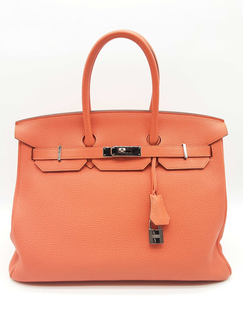 Hermes Birkin 35 Poppy Orange Togo Palladium Hardware Handbag Do0323sxzxde