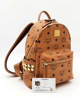 Mcm Mini Stark Side Studs Backpack In Cognac Visetos Coated Canvas Fw0126oexdu