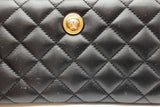 Versace Quilted Black Leather Zip Around Wallet Eb0826lorde