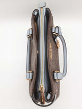 Michael Kors Lynn Brown Signature Blue Saffiano Crossbody Satchel Do0225rxde